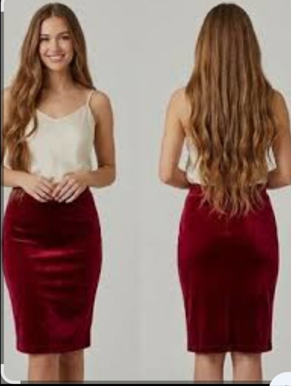 Sanctuary Luxurious Velvet Coquette Pencil Skirt in Wine Burgandy